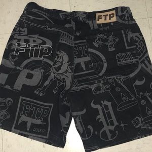 FTP black denim shorts